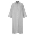 thumbnail image 4 of EQWLJWE Women's Casual Long Sleeve Button Down Loose Striped Cotton Maxi Shirt Dress, 4 of 5
