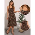 thumbnail image 2 of DARING DIVA Women's Halter Sleeveless Lace Up Floral Midi Dresses M Black Rose, 2 of 6