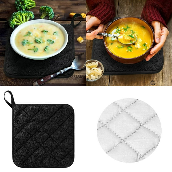 6Pcs Quilted Oven Set Pot Holders Black Heat Durable 7'x7' Hot Pads With Hanging Loop Durable Machine Washable Oven For Daily Kitchen Baking And Cookin Classic Kitchen Towels 15-pack Kitchen