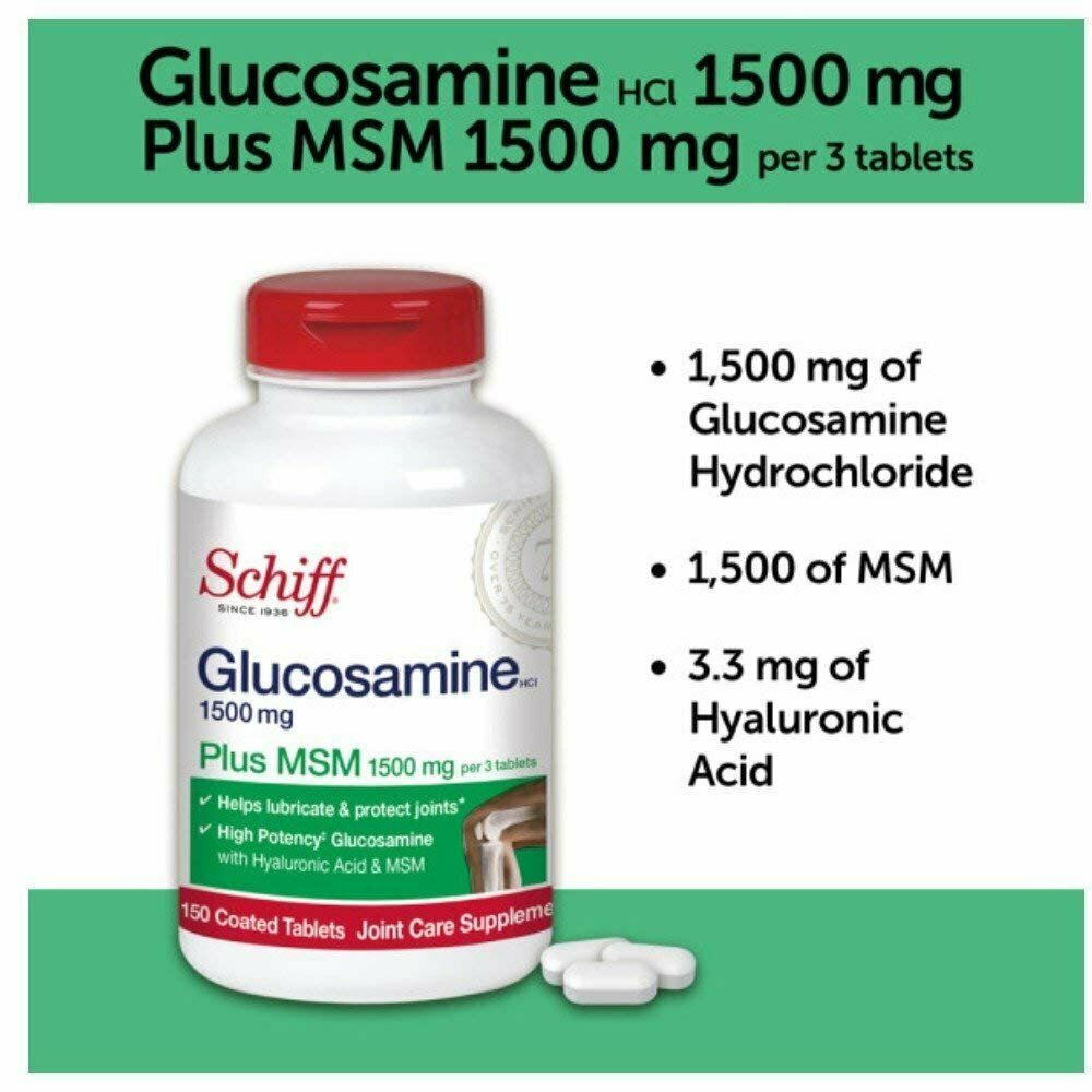 Schiff Glucosamine 1500Mg Plus Msm 1500Mg Coated Tablets - 150 Ea, 3 Pack