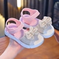 thumbnail image 2 of Girls Bow Rhinestone Sandals Non-Slip Kids Little Kid Adjustable Summer Open Toe Sandals Pink,Size 8, 2 of 7