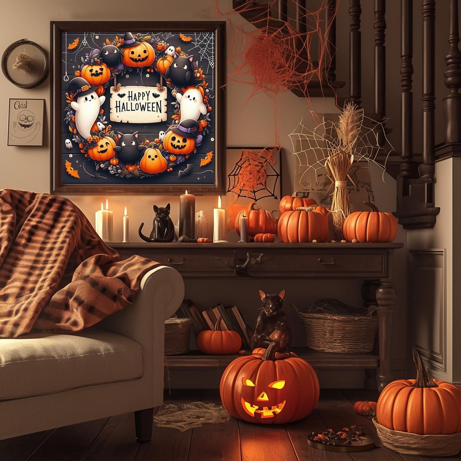 Halloween Diamond Art Kit for Adults, 5D Gothic Diamond Art 3-Piece Set, DIY Full Diamond Diamond Painting Gemstone Arts and Crafts, Home Wall Decor 16x20 Inch (Unframed)