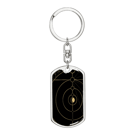 Celestial Planets Stainless Steel or 18k Gold Premium Swivel Dog Tag Keychain