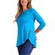 thumbnail image 4 of INSPIRAR CHIC Blusas de Mujer Cuello Redondo de Manga 3/4 con Botones Decorativos y Dobladillo Irregular Estilo Casual XS Azul, 4 of 5