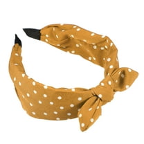 Unique Bargains 1 Pcs Hairband for Women Bowknot Headband with Bunny Ears Yellow 2.17 Inch Wide