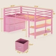 thumbnail image 2 of Amuzer Twin Loft Bed with 6 Storage Drawers,Open Storage Shelves, Low Metal Loft Bed with LED Lights,Twin Size Bed Frame with 15" H Safety Guardrail,Stairs,Pink, 2 of 8