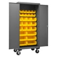 thumbnail image 4 of Durham 3501M-BLP-30-95 14 Gauge Flush Door Style Lockable Mobile Cabinet with 30 Yellow Hook on Bins , Gray - 36 in., 4 of 8