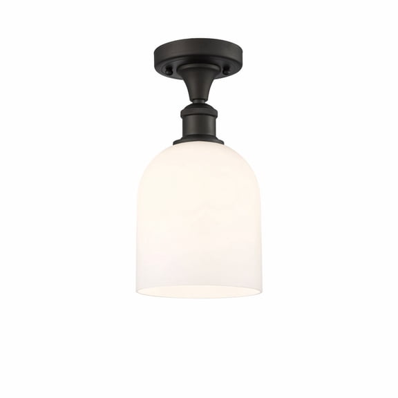 516-1C-OB-G558-6GWH Innovations Lighting Bella - 1 Light Semi-Flush Mount In Industrial Style-10.75 Inches Tall and 5.5 Inches Wide-Oil Rubbed Bronze