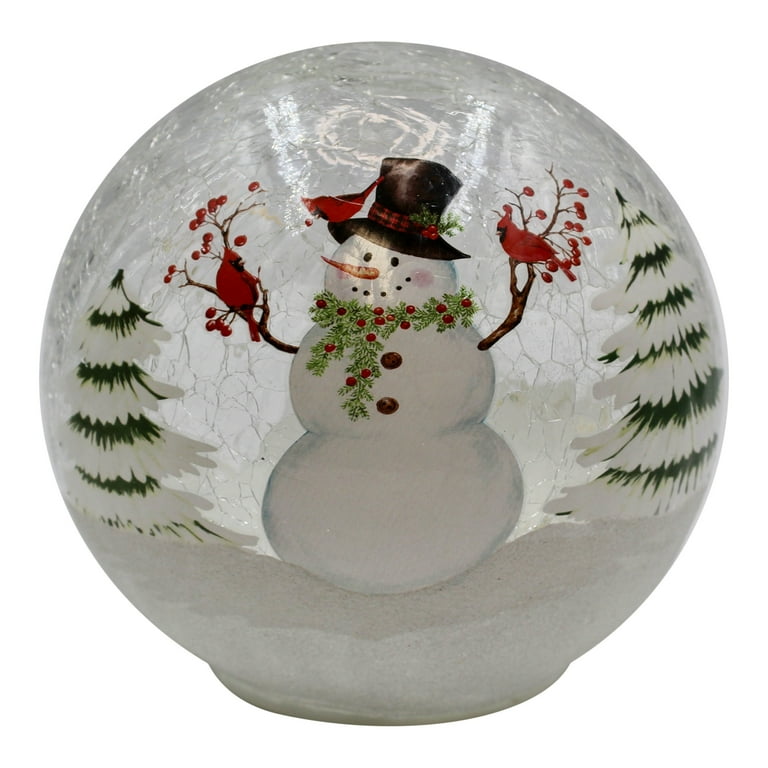 ”Cracked Frost Globe” JERRY'S ORIGINAL Gift Essentials LED Crackle Glass Snowman Christmas Globe