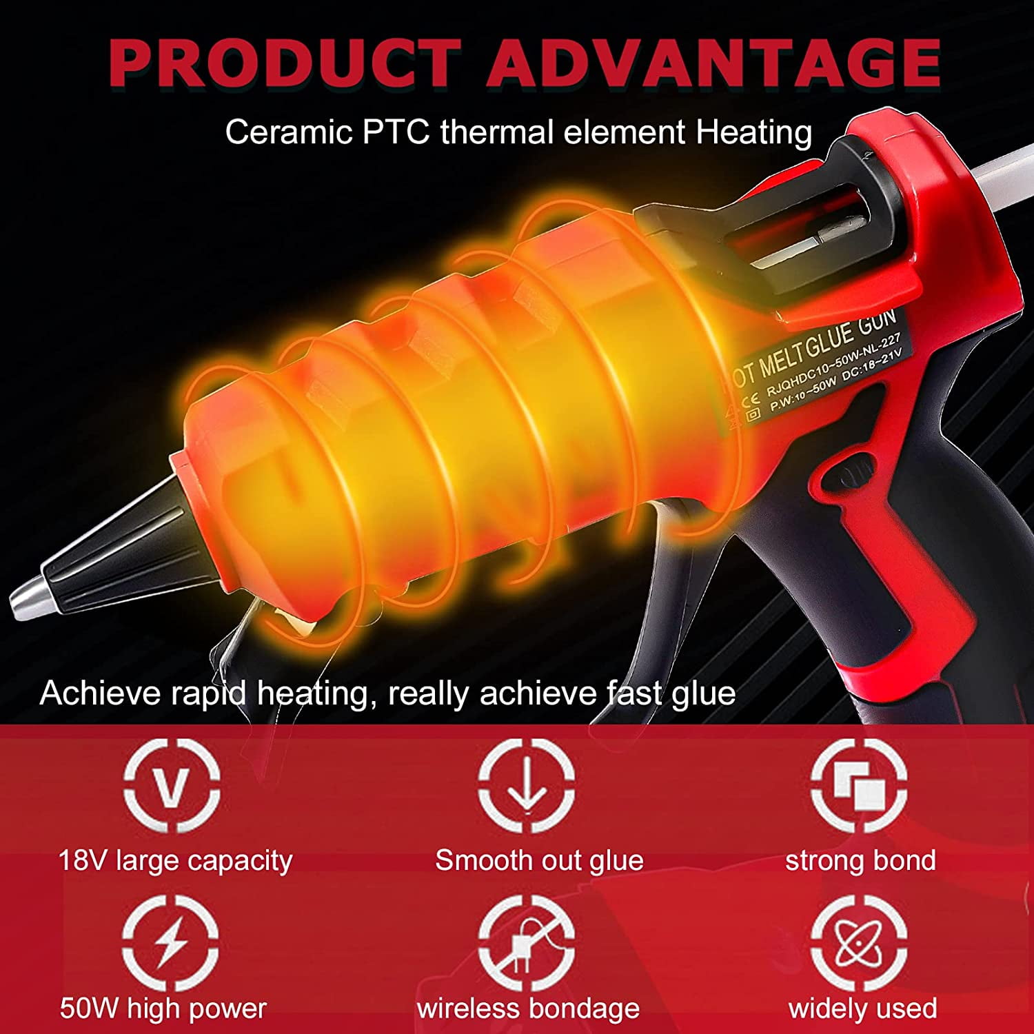 21V Cordless Electric Handheld Hot Melt Glue Gun DIY Tool +12x Sticks for  Dewalt