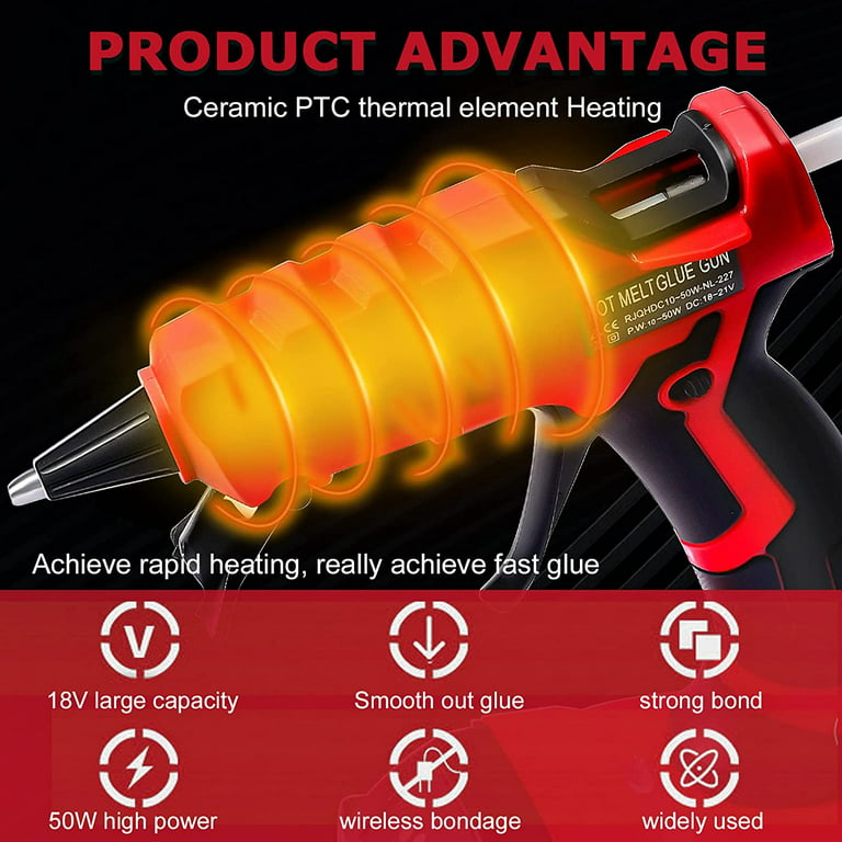 Cordless Hot Melt Glue Gun for Milwaukee Li-ion Battery With temperature  display