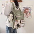 thumbnail image 3 of Mochila De Color Sólido 2021 Para Mujer, Mochilas Impermeables De Colores Caramelo Con Colgante De Insignia, Bolsa De Viaje De Nailon Para La Escuela Diaria Cateissary AP006546-02, 3 of 5