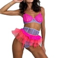 thumbnail image 1 of Conjunto de lencería para mujer, elegante, a la moda, bloque de Color, sujetador de malla de encaje, panty, liguero, conjunto para noche de bodas, 1 of 4
