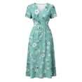 thumbnail image 6 of Maxi Dresses for Women Crossover Wrap V Neck Short Sleeve Summer Dress Elastic High Waist A-Line Casual Party Work Dress, 6 of 7