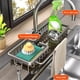 thumbnail image 4 of Soporte para grifos: organizador de fregadero de aluminio de 13" con bandeja y ganchos para goteo, instalación sin herramientas, diseño de secado rápido para suministros de cocina y baño, 4 of 9