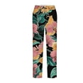 thumbnail image 3 of Women Wide Leg Pants High Waisted Palazzo Pants Fashion Print Lounge Beach Work Casual Flowy Tie Knot Trousers with Pockets, 3 of 4