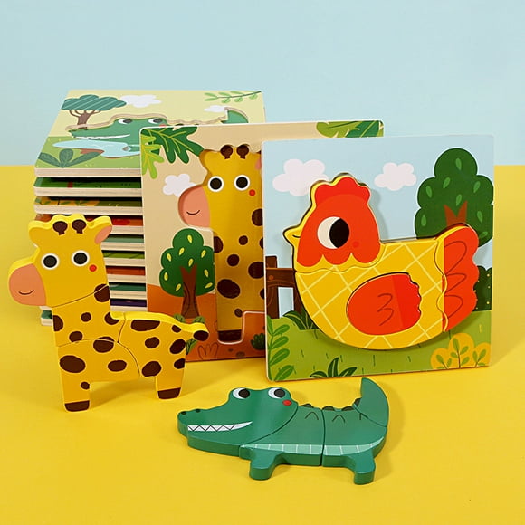 Volkmi Baby toys early education three-dimensional puzzle 2-3 years old intelligence wooden toddler animal traffic puzzle zebra