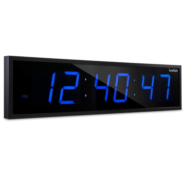 Reloj LED digital Ivation, enorme, de gran tamaño, 76 cm, azul