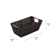 Simplify Small Shelf Rattan Tote Storage Basket in Chocolate