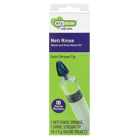 Ezy Dose Sinus and Allergy Relief Syringe,Nose Rinse for Home or Travel, Includes 10 Saline Packets