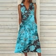 thumbnail image 2 of ibuvkizy Summer Dresses for Women Plus Size Summer Dresses,New Women's V-neck Button Button Sleeveless Printed Long Dress,Holiday Party Beach Dress,Gifts for Women, 2 of 5