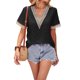 thumbnail image 3 of Lucakuins - Camisetas informales de verano para mujer, manga corta, cuello en V, color de contraste, camisetas holgadas Lucakuins  moda, 3 of 8