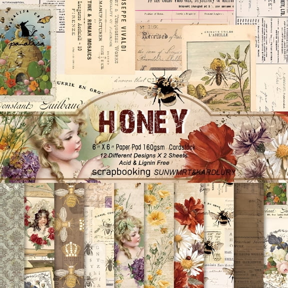 CCOCC Scrapbook Paper,6x6 Inch 24 Sheet Single Sided Scrapbooking Paper Pad,Vintage Decoupage Cardstock Paper Designer Paper Pads Junk Journal Decorative Craft Paper