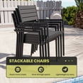 thumbnail image 3 of Crestlive Products 11-Piece Patio Outdoor Dining Set for 10, 94" Black Wood-Grain Table with Umbrella Hole & Stackable Chairs with Armrest, 3 of 10