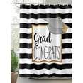 thumbnail image 2 of Fsddascl Graduation Trencher Cap Shower Curtain Set - Standard 72" x 72" Washable Curtain with 12 Hooks, Farmhouse White Black Horizontal Stripes Waterproof Fabric Shower Curtains for Bathroom, 2 of 6