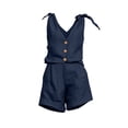 thumbnail image 4 of Enjoytime Summer Outfits for Women 2026 Casual Vacation Sleeveless 2 Piece Sets Tie Strap Button Down V-Neck Tops with Shorts Matching Set, 4 of 6