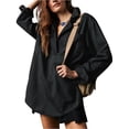 thumbnail image 2 of Spring Fall Women Long Sleeved Loose Denim Blouse Oversize V-neck Jeans Jacket with Pocket, 2 of 6