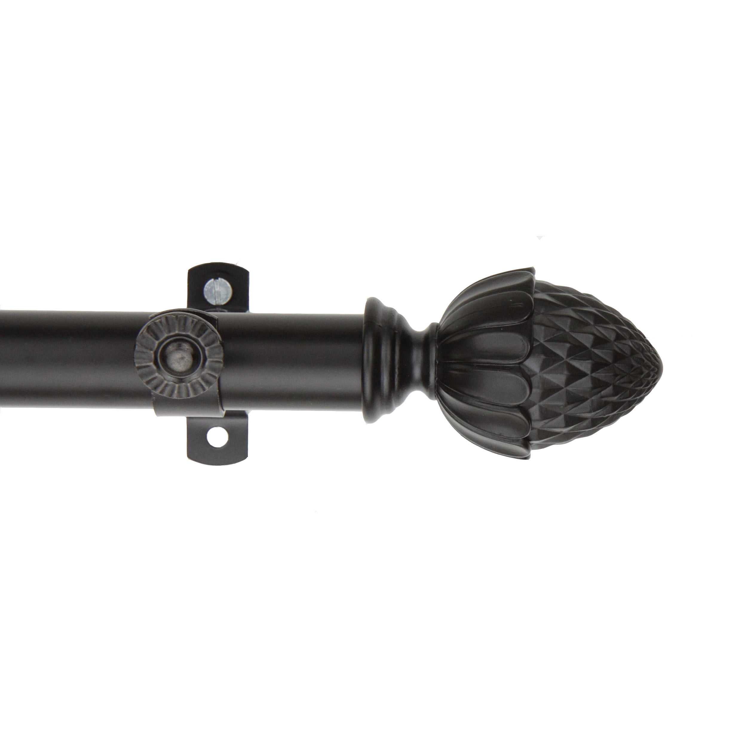 13/16" Dia Adjustable 66-120 inch Curtain Rod with Dagan Finials - Black,(4867-662)