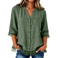 thumbnail image 3 of Aboser Oversized Kimono Tops for Women Lightweight Cotton Linen Shirts Casual Side Tie Blouses Loose V Neck Kimonos Breathable Soft Blouse Black L, 3 of 9