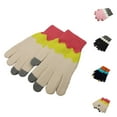 thumbnail image 3 of Xfvqtps Full Finger Gloves with Hole Touchscreen Winter Warm Gloves Knit Color Blocked Stretchy Extended Mittens for Women Beige, 3 of 3