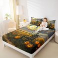 thumbnail image 3 of Manfei Cartoon Skull Halloween King Sheets,Turkey Pattern Bedding,4pcs,1 Flat Sheet,1 Fitted Sheet and 2 Pillowcases, 3 of 6