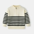 thumbnail image 2 of hoksml Kids Striped Quarter-Zip Sweater Boys Girls Thermal Knit Pullover Ribbed Cuff Neckline Top Warm Winter Fall Crewneck Jumper, 2 of 9