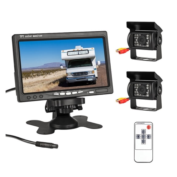 TFT LCD Color HD Screen Monitor For Car CCTV Reverse Rear View Backup Camera Headrest Monitor Night Vision Rearview ,Flexible Double Bracket Installation