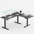 thumbnail image 2 of Furmax L-shaped Standing 63” W Electric Height Adjustable Computer Desk Sit-Stand Corner Desk for Home Office Lifting Range 28~46in with Memory Preset Controller, Black, 2 of 7