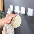 thumbnail image 3 of YIGII Adhesive Towel Hooks White Heavy Duty Bathroom Wall Hooks Stick on Hanging Robes Coats Clothes for Bedroom Kitchen Door, Stainless Steel 4 Pack, 3 of 8