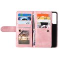 thumbnail image 2 of ELEHOLD Multi-Functional Wallet Case for Samsung Galaxy S23, 9 Card Slots Zipper Pocket Wriststrap Stand Function Premium Leather Shockproof Purse Case for Samsung S23,Rosegold, 2 of 9