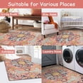 thumbnail image 6 of Wonnitar Bohemian Floral Medallion Area Rug - 4x6 Hot Pink Entryway Rug Soft Laundry Room Mat, Non-Slip Machine Washable Nursery Accent Carpet for Dorm Department Kitchen Office, Fuchsia/Multi, 6 of 8