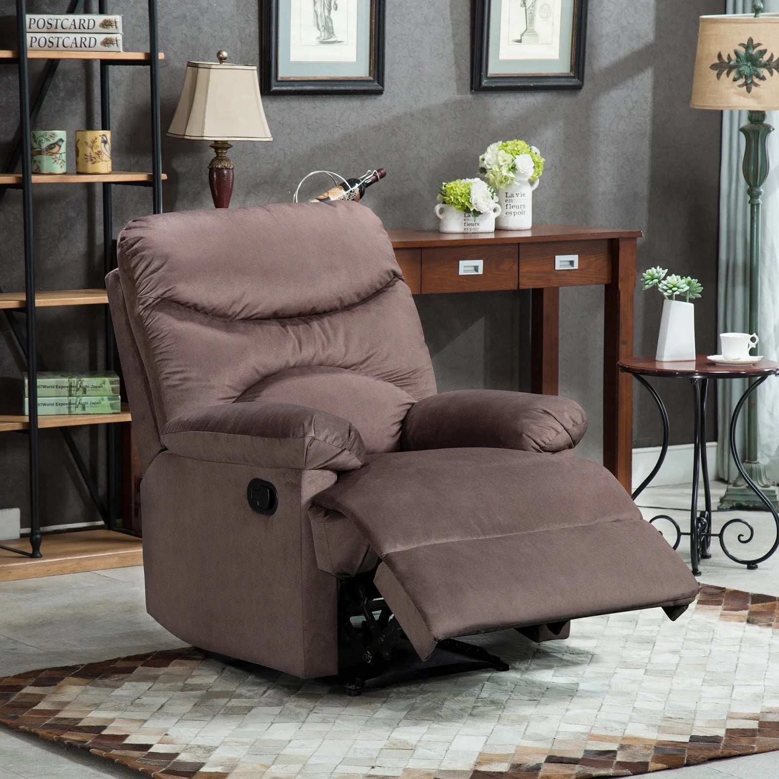 32.6" Small Modern Manual Fabric Standard Recliner Upholstered Full