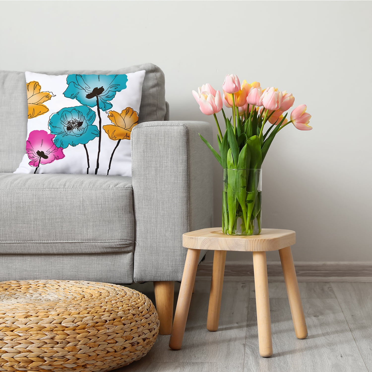 Simply Daisy 20 in x 20 in Contemporary Blue Polyester Throw Pillow