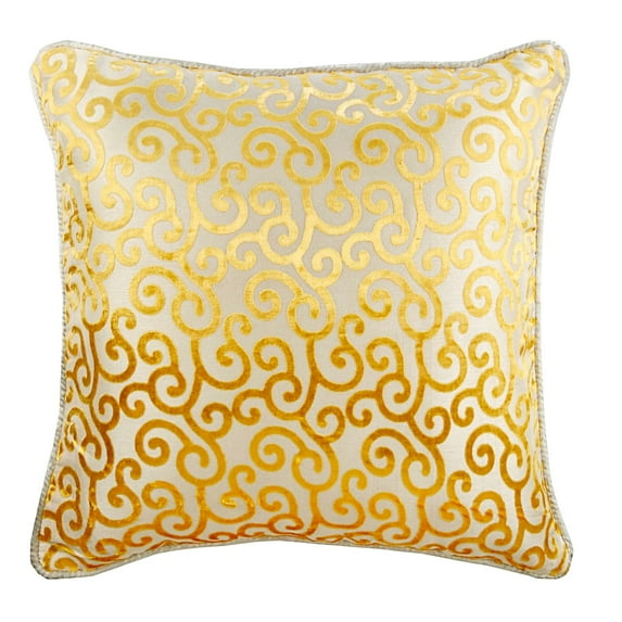 Custom Cushion Cover, Decorative Pillow Covers 18x18 inch (45x45 cm) Yellow, Velvet Throw Pillow Covers, Handmade Pillow Covers, Modern Style, Abstract - Yellow Scroll All The Way