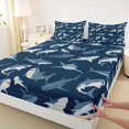 thumbnail image 3 of Feelyou Kid Navy Shark Full Size Sheets, Ocean Animal Wildlife Bed Sheets, 4pcs, 3 of 7