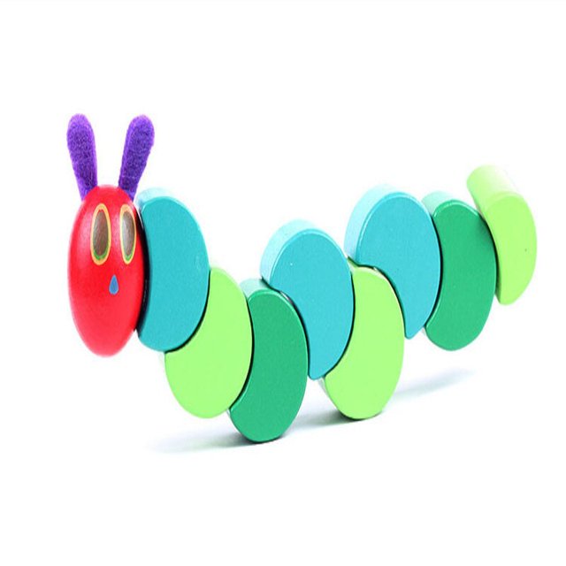 Block Baby Fingers Flexible Blocks Toy Wood Insects Twist The Very Hungry Caterpillars Children Anime Block Toys heqiyong toy
