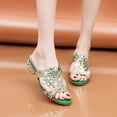 thumbnail image 3 of Xfvqtps Womens Slide Sandals Crystal Rhinestone Low Heel Block Chunky Peep Toe Hollow out Dressy Luxurious Gorgeous Non Slip Breathable Summer Sandals Green, 3 of 9