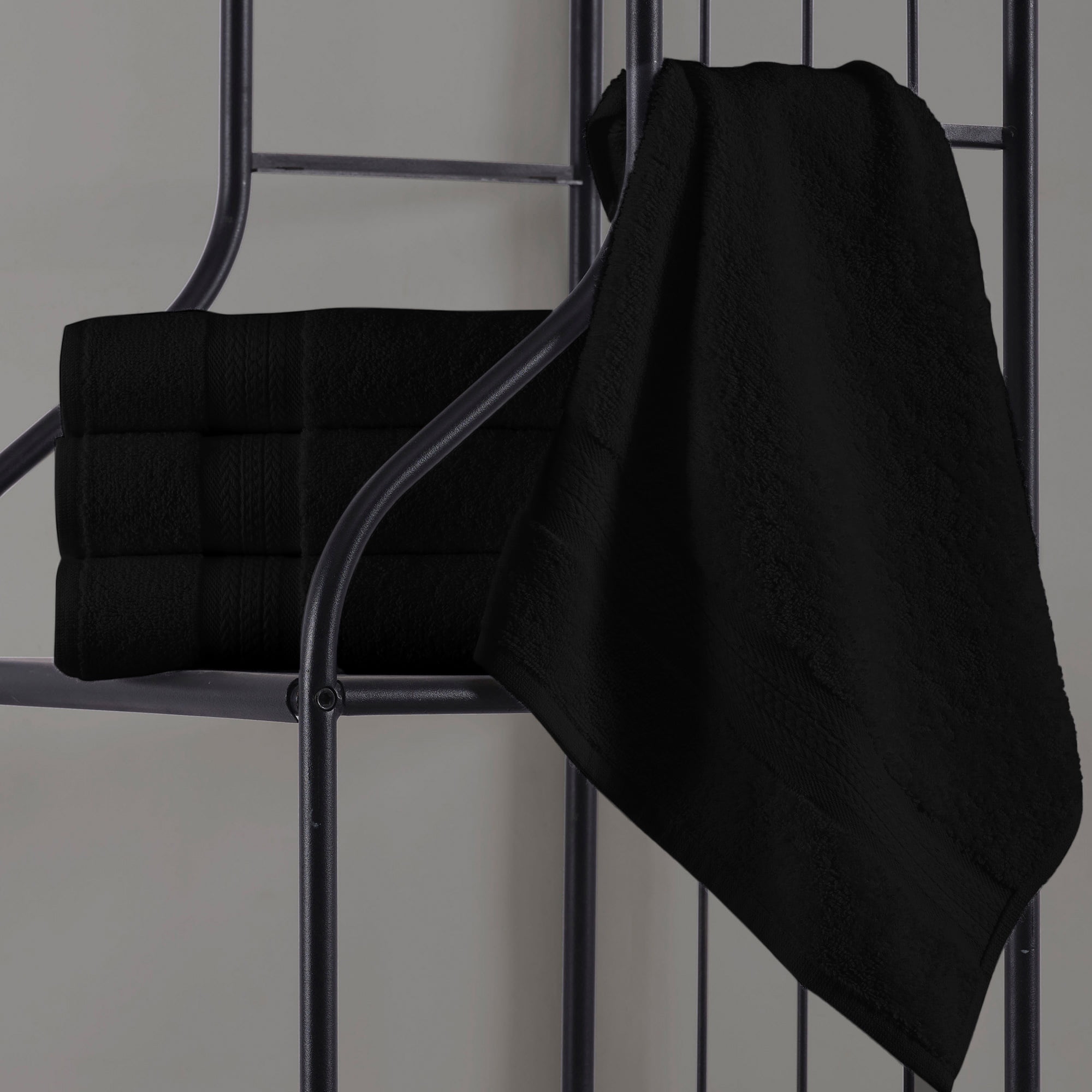 4-Piece Premium Turkish Bath Towels 100% Cotton Towels For Bathroom Soft, Quick Drying, and Highly Absorbent Bath Towels - Black
