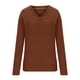 thumbnail image 3 of Suéter de cuello en V para mujer, suéter informal de invierno de color liso, cuello alto, manga larga, tejido suelto, suéter para mujer, 3 of 7