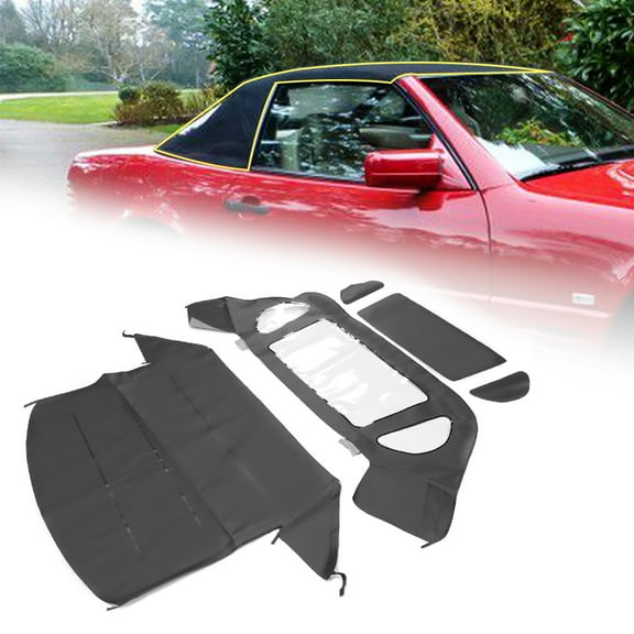 Kojem Tops Convertible Top Replacement for Mercedes 1990-2002 SL Series R129 Black Sailcloth W/Clear Plastic Window